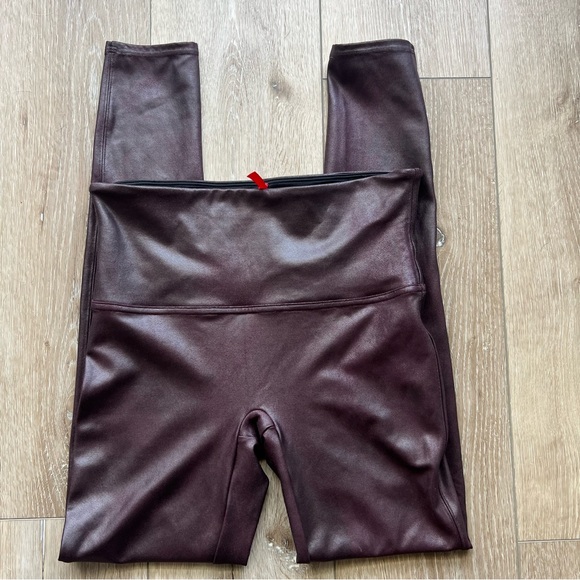 Spanx Faux Leather Maroon Pull-on Legging - Picture 4 of 11